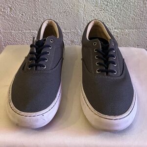 Mens Sperry Topsider 12M Gray Sneakers Canvas Boat Shoes Lace-Up Summer Spring